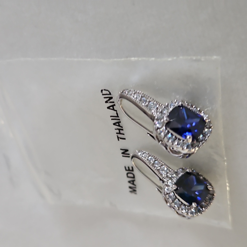 Cushion Cut Sapphire Earrings - Picture 9 of 16